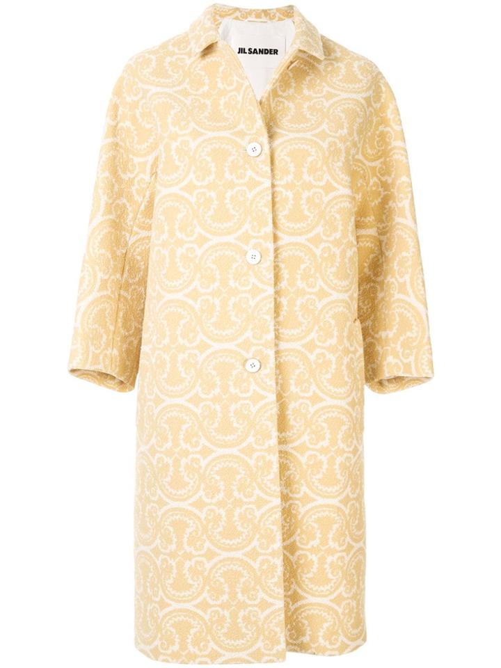 Jil Sander Paisley Single Breasted Coat - White