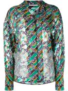 Marco De Vincenzo - Lace Appliqué Floral Shirt - Women - Silk/polyester - 44, Green, Silk/polyester