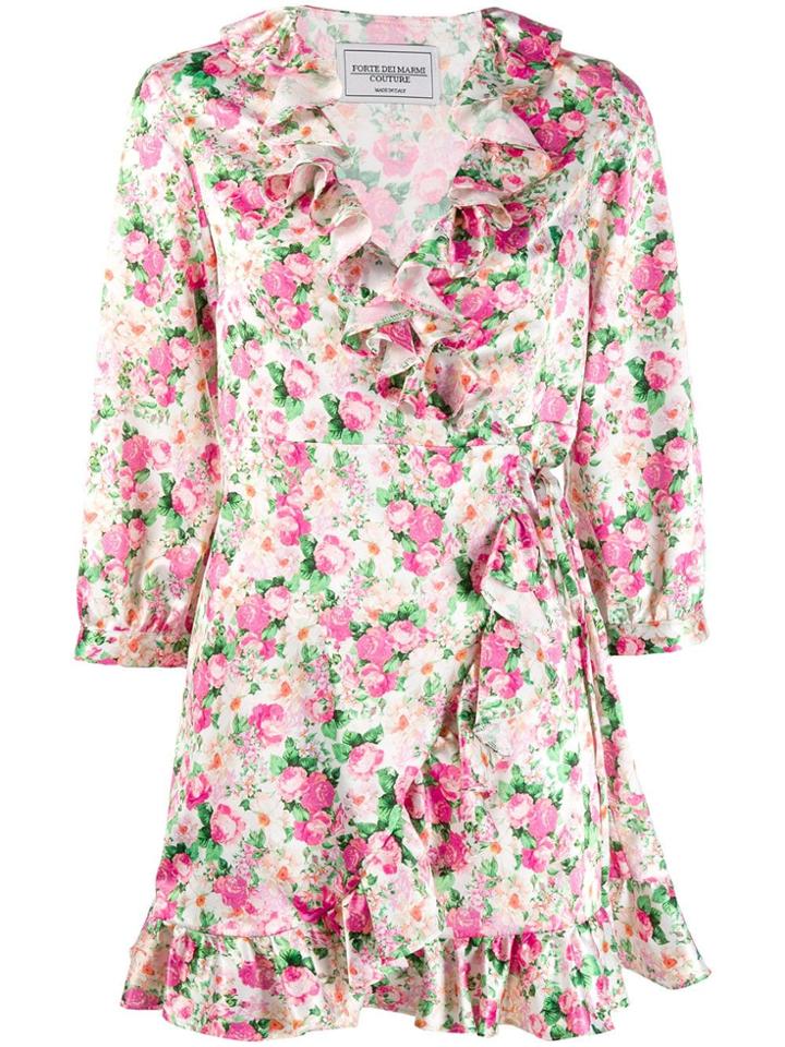 Forte Dei Marmi Couture Floral Satin Wrap Dress - Pink