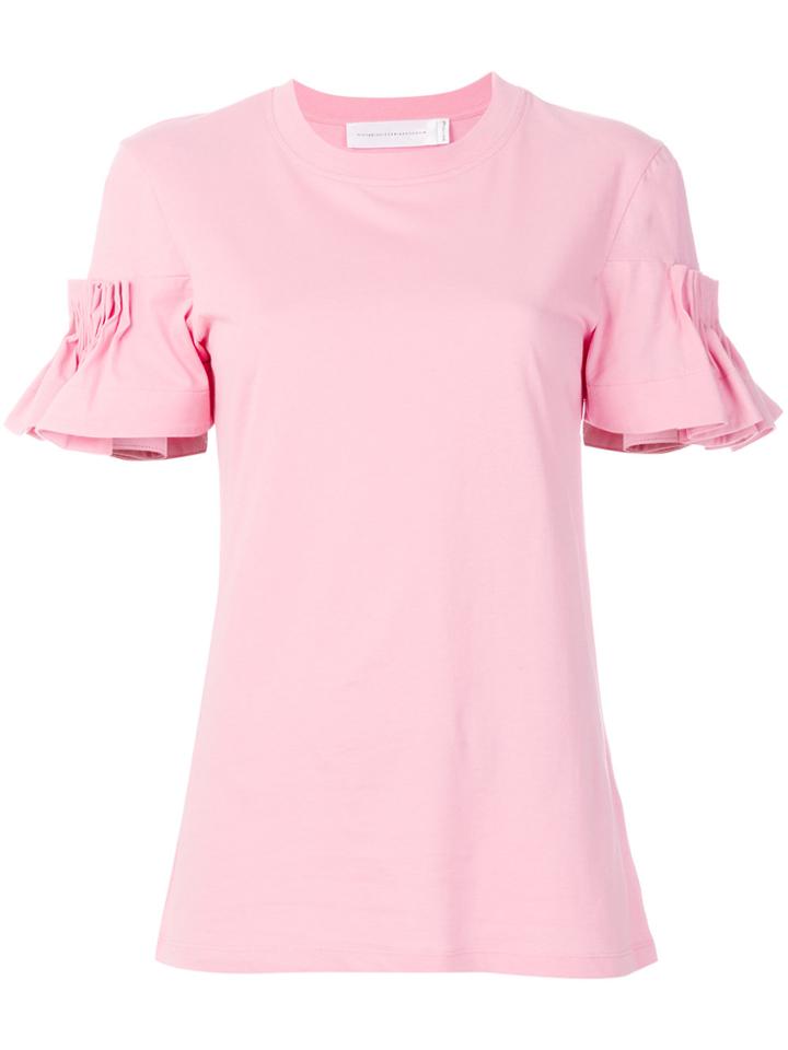 Victoria Victoria Beckham Ruffled Sleeves T-shirt - Pink & Purple