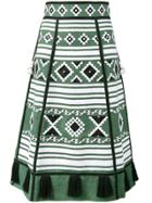 Vita Kin Croatia Embroiderd A-line Skirt - Green