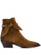 Saint Laurent Bow Ankle Boots - Brown
