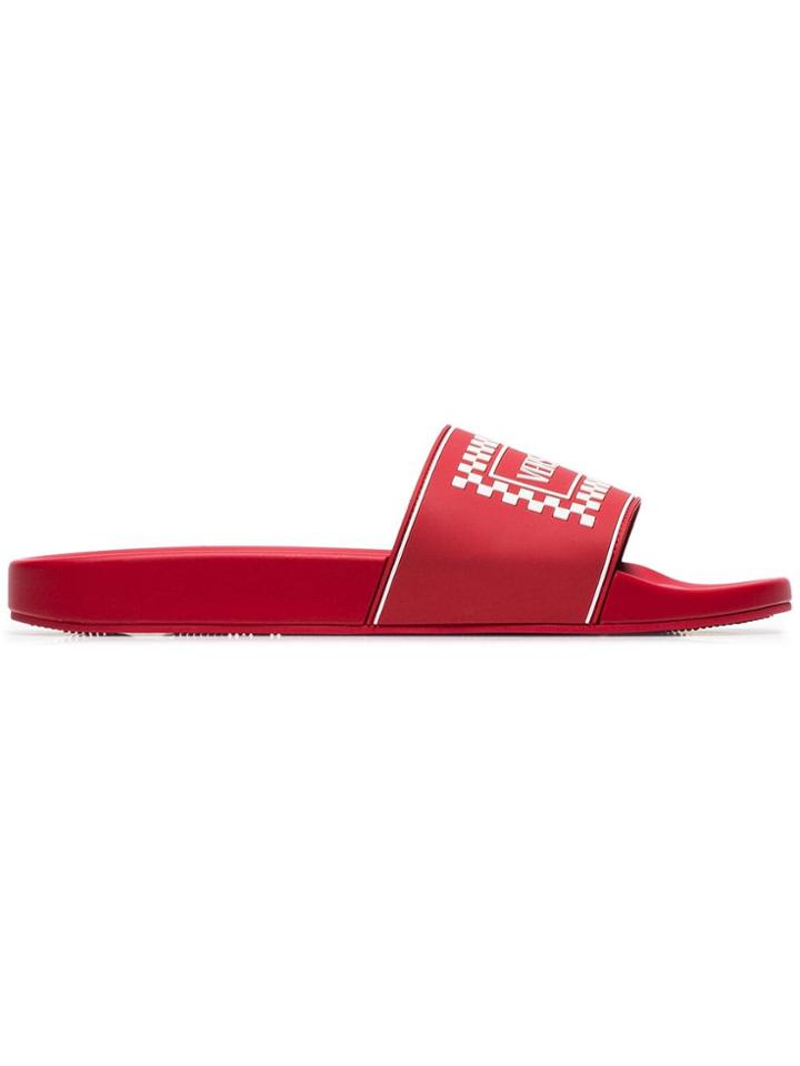 Versace Red Logo Rubber Slides