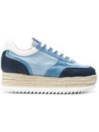 Le Silla Denim Espadrilles Platform Sneakers - Blue