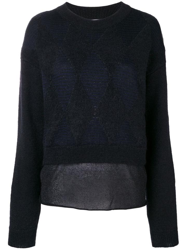 Ballantyne Diamond Pattern Layered Jumper - Black