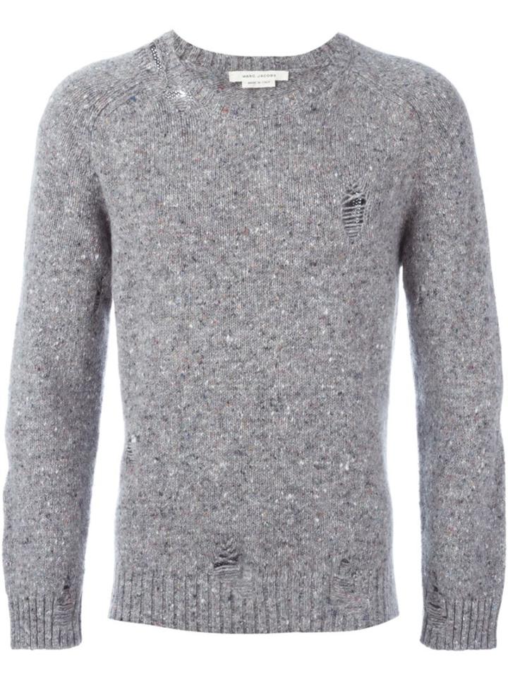 Marc Jacobs Distressed Knit Jumper, Men's, Size: Medium, Grey, Cashmere/wool
