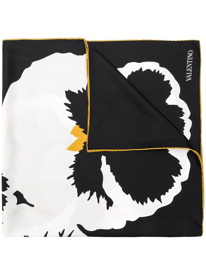 Valentino Flower Scarf - Black