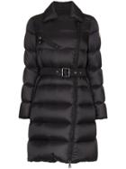 Moncler Gelinotte Belted Feather Down And Virgin Wool Coat - Black
