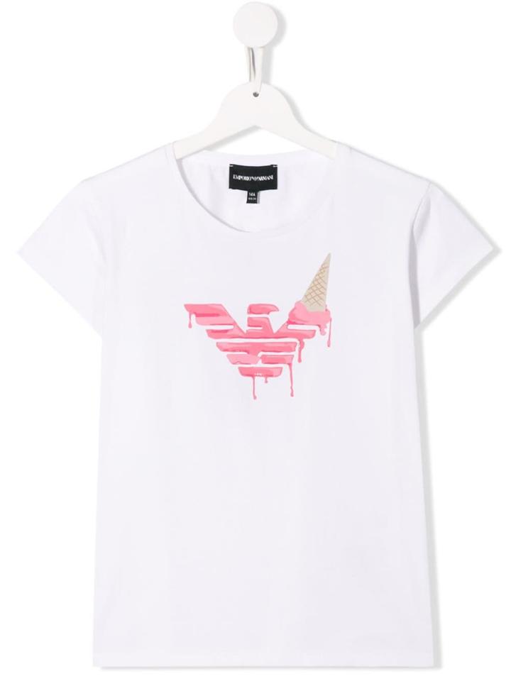 Emporio Armani Kids 'melted Ice Cream' Print T-shirt - White