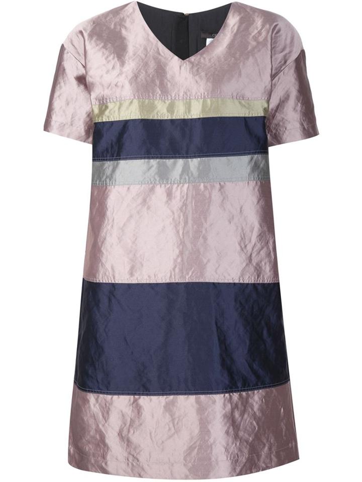 Odeeh Metallic Effect Striped Shift Dress