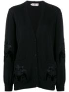 Valentino Pre-owned 1980's Embroidered Floral Cardigan - Black