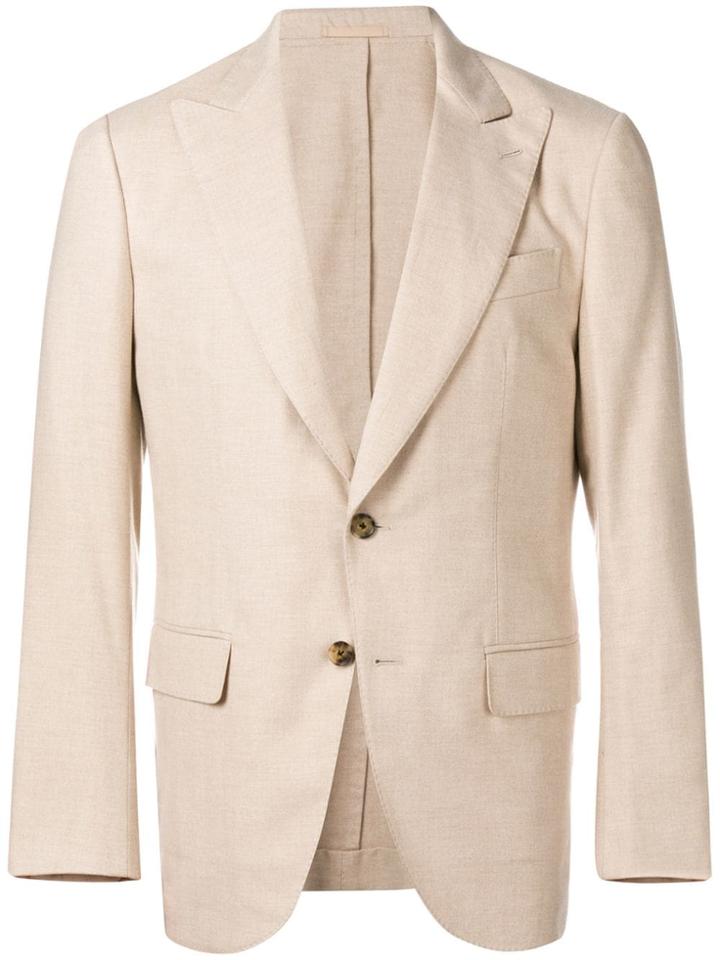 Caruso Single-breasted Blazer - Neutrals