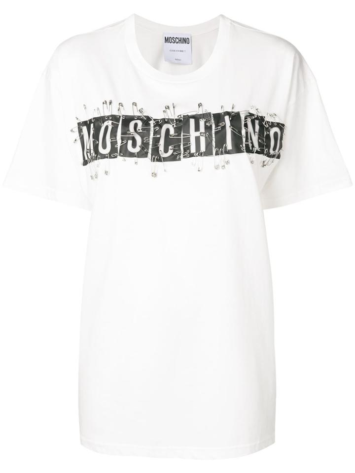 Moschino Logo Safety Pin Applique T-shirt - White