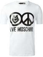 Love Moschino Logo Print T-shirt, Men's, Size: Xxl, White, Cotton/spandex/elastane