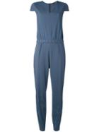 Lorena Antoniazzi - V-neck Jumpsuit - Women - Cotton/spandex/elastane/viscose - 42, Blue, Cotton/spandex/elastane/viscose