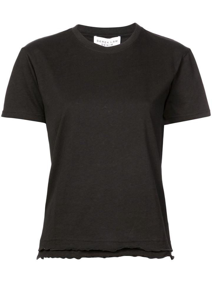 Derek Lam 10 Crosby Short Sleeve Tee With Ruffle Hem - Black