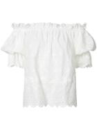Love Shack Fancy - Bardot Eyelet Top - Women - Cotton - M, White, Cotton