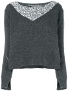 Ermanno Scervino Embellished Contrast Sweater - Grey