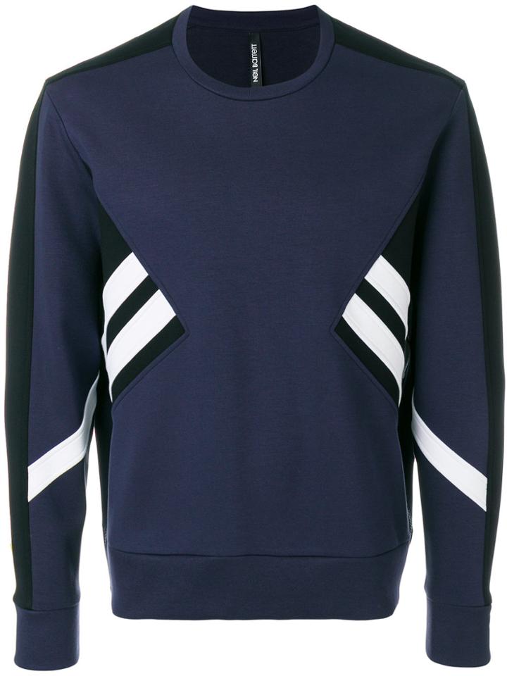 Neil Barrett Stripe Panelled Sweatshirt - Blue