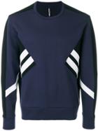 Neil Barrett Stripe Panelled Sweatshirt - Blue