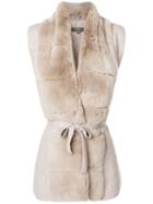 N.peal Fur Placket Cashmere Gilet - Nude & Neutrals