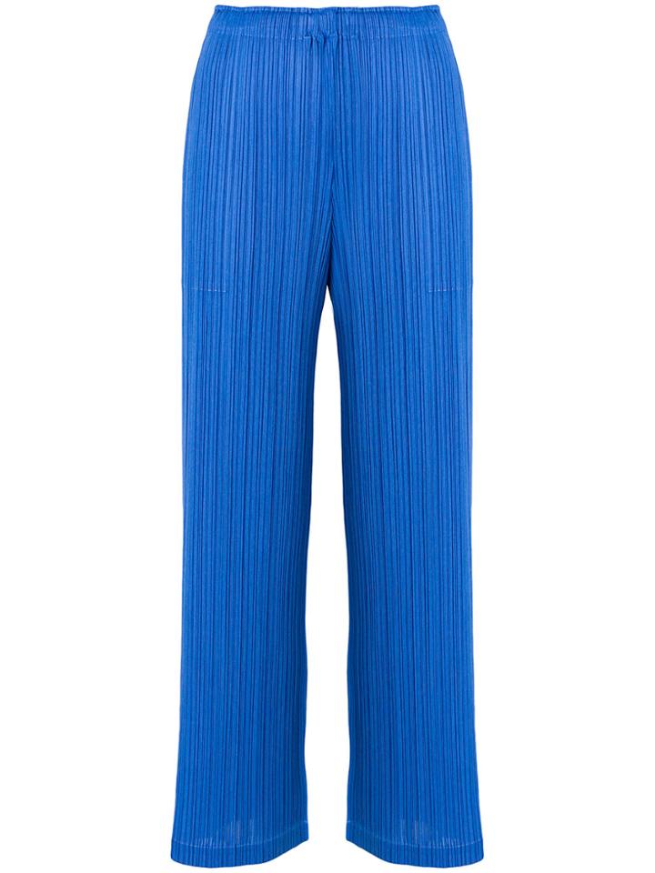 Pleats Please By Issey Miyake Pleated Cropped Trousers - Blue
