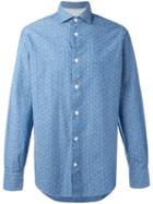 Eleventy Polka Dots Print Shirt, Men's, Size: 42, Blue, Cotton