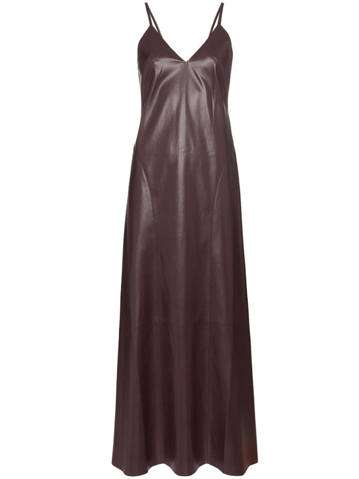Nanushka Anira Vegan Leather Slip Dress - Purple