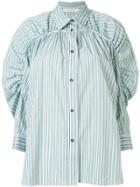 Cédric Charlier Striped Ruched Shirt - Green