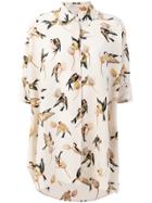 Agnona Bird Print Short Sleeve Shirt - Nude & Neutrals