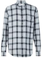 Saint Laurent Classic Plaid Shirt, Men's, Size: 42, Black, Tencel/viscose