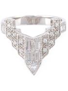 V Jewellery Deco Chrysler Ring, Women's, Size: 6, Metallic, Crystal/silver