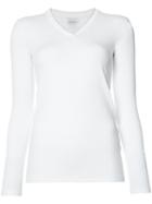 Brunello Cucinelli V-neck Longsleeved T-shirt, Women's, Size: Large, White, Cotton/spandex/elastane