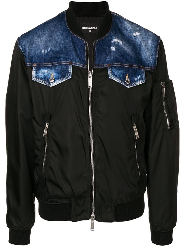 Dsquared2 Denim Bomber Jacket - Black