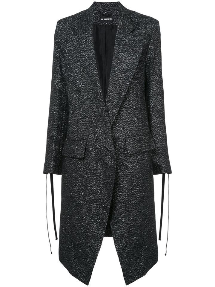 Ann Demeulemeester Long Lapel Glitter-effect Coat - Black