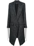 Ann Demeulemeester Long Lapel Glitter-effect Coat - Black