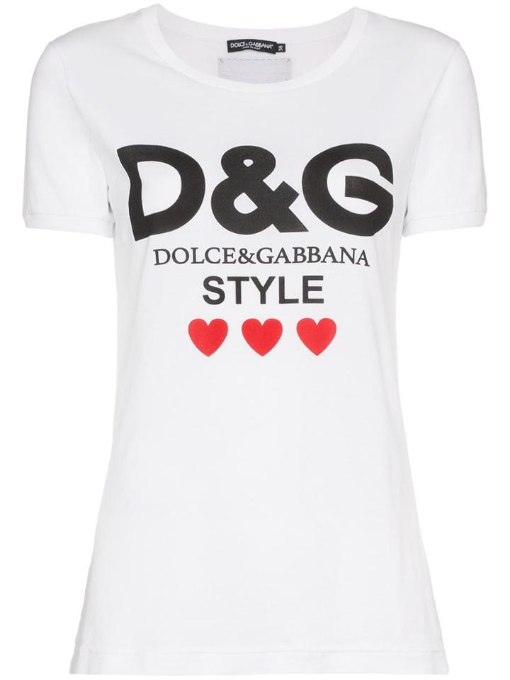 Dolce & Gabbana Logo Printed Crew Neck T-shirt - White