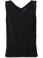 Plein Sud Lace-up Neck Sleeveless Top, Women's, Size: 42, Black, Viscose/spandex/elastane