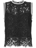 Veronica Beard - Lace Detail Tank Top - Women - Cotton/nylon/viscose - 10, Black, Cotton/nylon/viscose