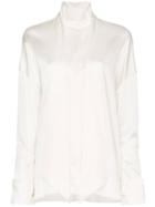 Alexandre Vauthier Tie-neck Exaggerated-cuff Shirt - White
