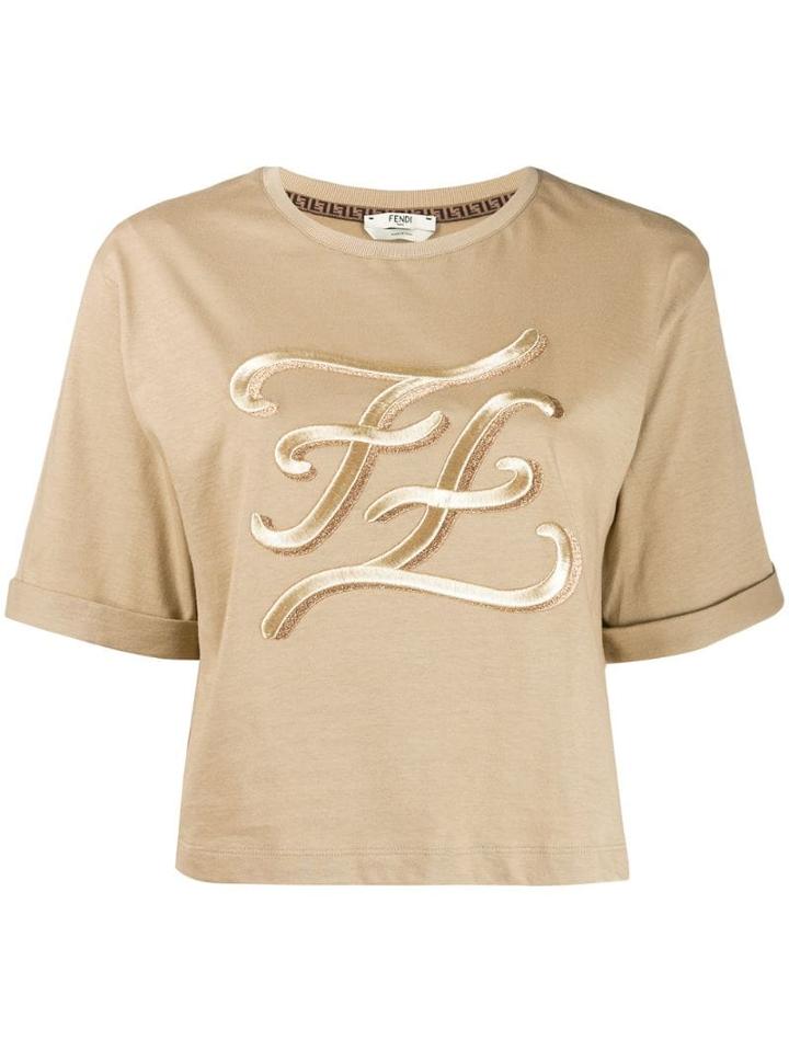 Fendi Karligraphy Logo T-shirt - Neutrals