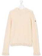 Moncler Kids Embroidered Hem Jumper - Nude & Neutrals