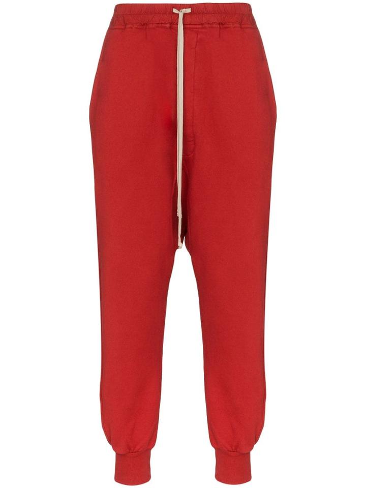 Rick Owens Drkshdw Drop-crotch Track Trousers - Red