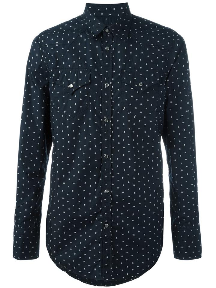 Dsquared2 Flower Design Shirt, Men's, Size: 52, Blue, Cotton