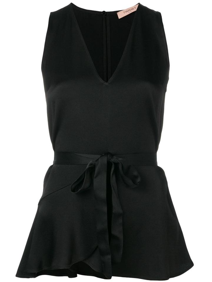 Twin-set Belted Waist Blouse - Black