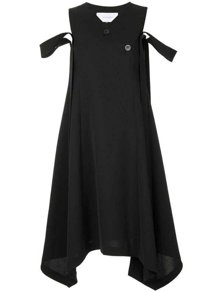 Le Ciel Bleu Ribbon Detail Asymmetric Dress - Black