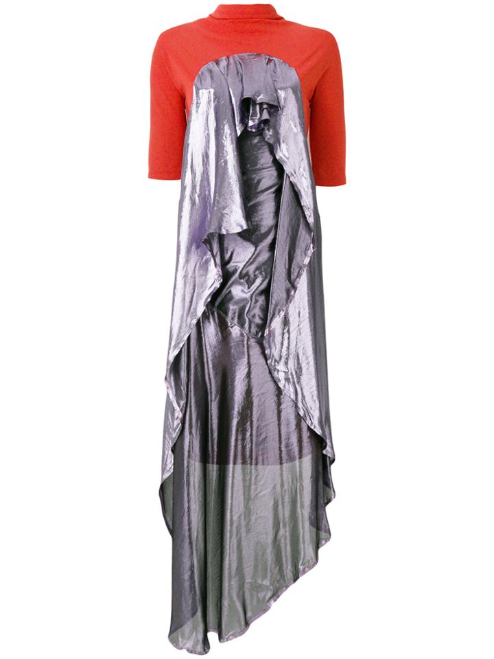 Paula Knorr Shortsleeved Drape Dress - Red