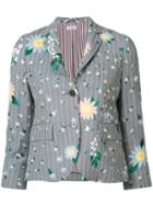 Thom Browne Floral Pattern Blazer, Women's, Size: 42, Grey, Silk/cotton/mohair