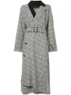 Aula Houndstooth Check Coat - Black