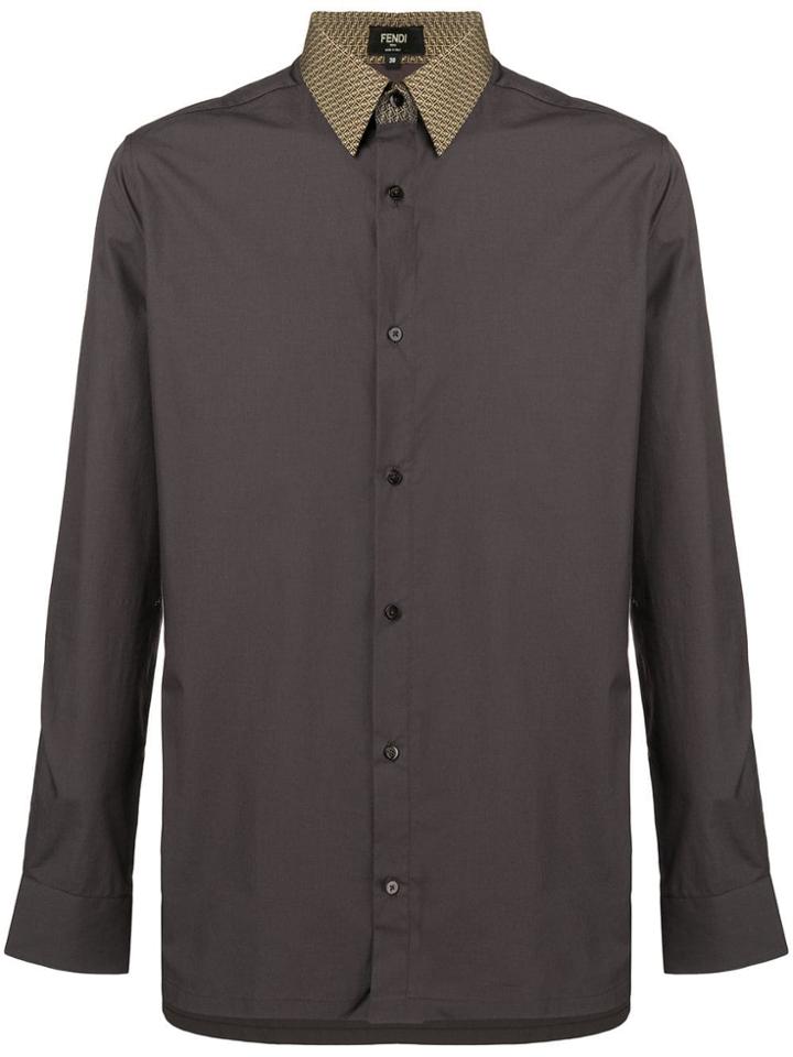 Fendi A Contrast Collar Shirt - Brown